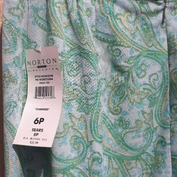 Norton McNaughton‎ Skirt Womens 6P A-line Tea Length Pastel Watercolor Paisley - Picture 6 of 7